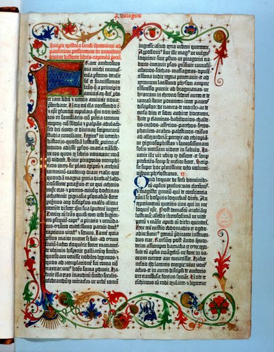 Strona z Biblii Gutenberga, 1455 autorstwa Johannes Gutenberg