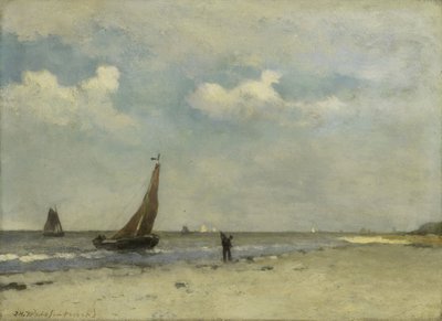 Scena na plaży, ok. 1870-1903 (olej na panelu) autorstwa Johannes Hendrik Weissenbruch