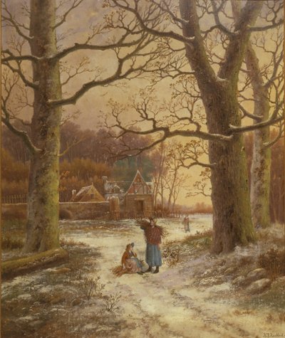 Zbieranie zimowego paliwa (olej) autorstwa Johannes Hermann Barend Koekkoek