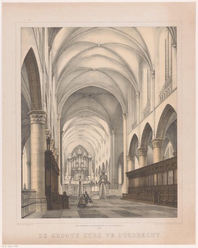 Wnętrze Wielkiego Kościoła w Dordrecht Wielki Kościół w Dordrechcie (tytuł na obiekcie) autorstwa Johannes Hermanus van der Heijden