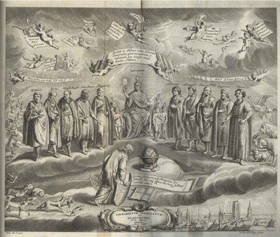 Poparcie Frontyspisu Sobiescianumsive Uranography autorstwa Johannes Hevelius