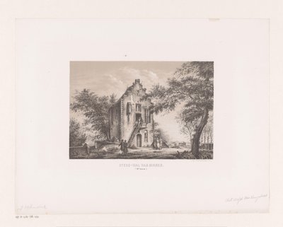 Dom na murze miejskim Mur miejski od strony wewnętrznej XVIII w. (tytuł na obiekcie) autorstwa Johannes Hilverdink (attributed to)