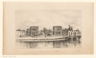 Dworzec kolejowy Ren w Amsterdamie Stacja Kolei Renu (tytuł na obiekcie) autorstwa Johannes Hilverdink (possibly)