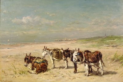Osły na plaży autorstwa Johannes Hubertus Leonardus de Haas