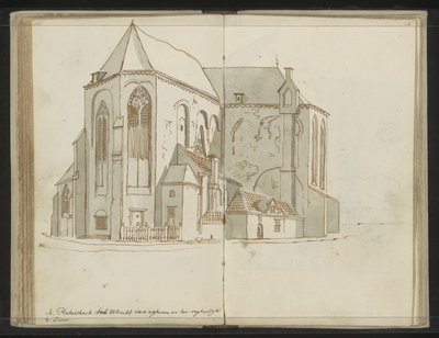 Prawo i tył Pieterskerk w Utrechcie autorstwa Johannes Huibert Prins
