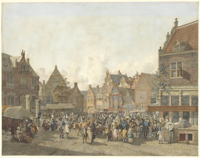 Rynek z jarmarkiem Rynek z wesołym miasteczkiem autorstwa Johannes Huibert Prins