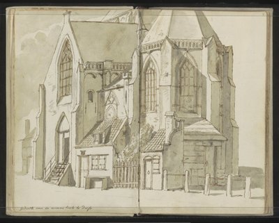 Widok z boku na Nieuwe Kerk w Delft autorstwa Johannes Huibert Prins