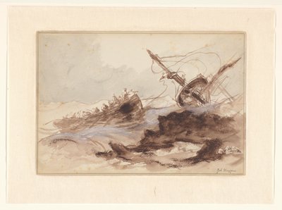 Wrak statku autorstwa Johannes Huygens (signed by artist)
