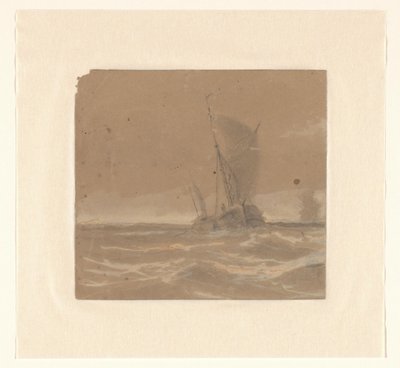Żaglowy statek rybacki autorstwa Johannes Huygens (signed by artist)