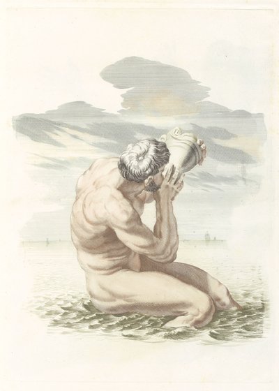 Triton wysadza swoją skorupę autorstwa Johannes Jacobsz van den Aveele (attributed to)