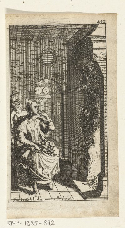 Miły diabeł Ilustracja książkowa dla Simona de Vries, Seven Duyvelen rządzący i służący w Hedendaeghsche Dienstmaegden, Amsterdam, 1682 autorstwa Johannes Jacobsz van den Aveele