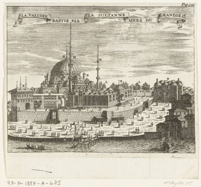 Widok Yeni Cami La validee bastie par la sultanne mere du grandseg. (tytuł na obiekcie) autorstwa Johannes Jacobsz van den Aveele