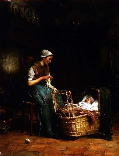 Matka i dziecko we wnętrzu domku (zob. też 18091) autorstwa Johannes Jacobus Paling