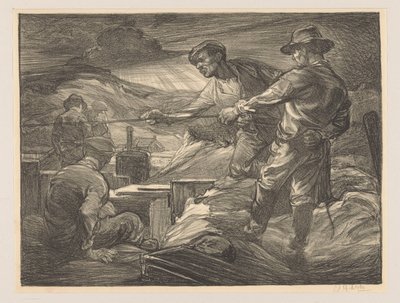 Pracownicy ciągnący linę autorstwa Johannes Josephus Aarts (signed by artist)