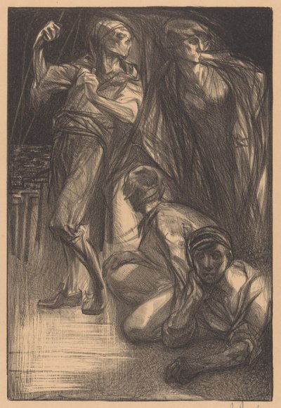 Śmierć z dwoma mężczyznami i kobietą autorstwa Johannes Josephus Aarts (signed by artist)
