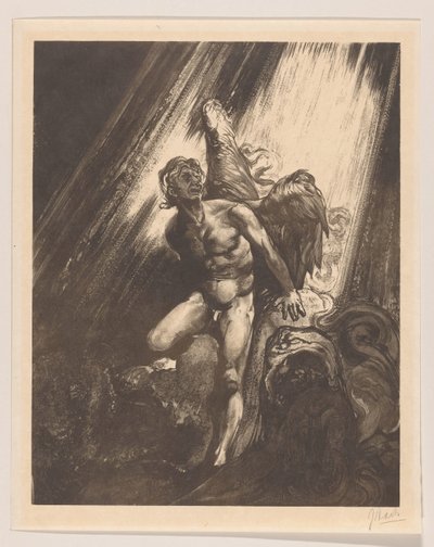 Upadły anioł oparty o skałę autorstwa Johannes Josephus Aarts (signed by artist)