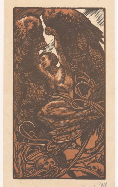 Skrzydlata kobieta z czaszkami autorstwa Johannes Josephus Aarts (signed by artist)