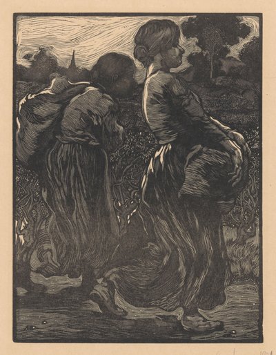 Dwóch robotników rolnych autorstwa Johannes Josephus Aarts (signed by artist)