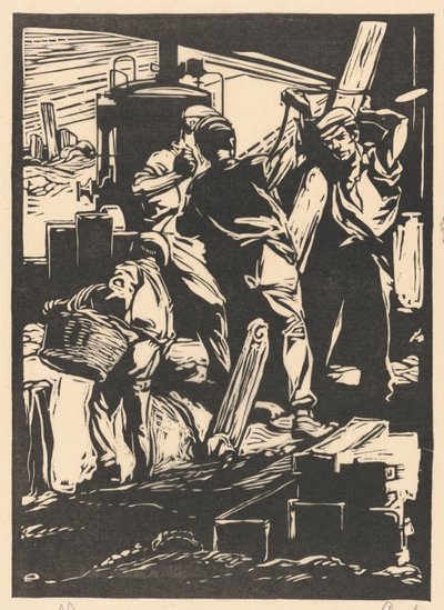 Czterech robotników na grobli autorstwa Johannes Josephus Aarts (signed by artist)