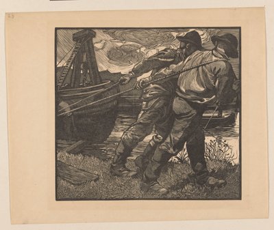 Pracownicy z linami na brzegu autorstwa Johannes Josephus Aarts