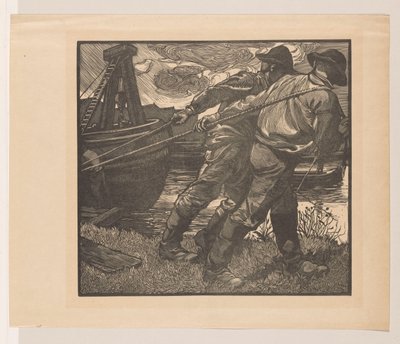 Pracownicy z linami na brzegu autorstwa Johannes Josephus Aarts