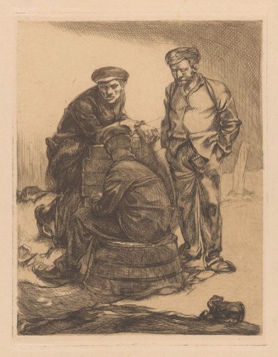 Trzech pracowników z czapką autorstwa Johannes Josephus Aarts