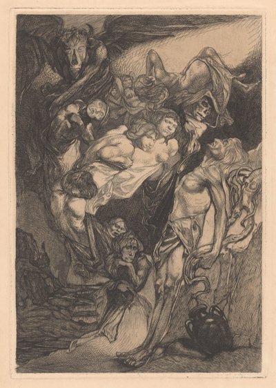 Półnagi mężczyzna z potworami i fantastycznymi stworzeniami autorstwa Johannes Josephus Aarts