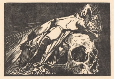 Pochylona kobieta na czaszce autorstwa Johannes Josephus Aarts