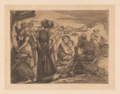 Mężczyzna, kobieta i dziecko w pagórkowatym krajobrazie autorstwa Johannes Josephus Aarts