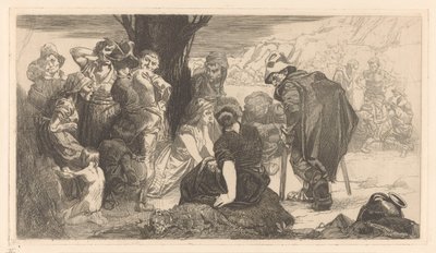 Mężczyźni, kobiety i dzieci przy drzewie autorstwa Johannes Josephus Aarts