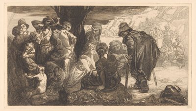 Mężczyźni, kobiety i dzieci przy drzewie autorstwa Johannes Josephus Aarts