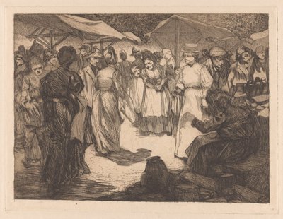 Scena targowa z mężczyznami i kobietami autorstwa Johannes Josephus Aarts