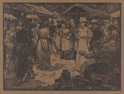Scena targowa z mężczyznami i kobietami autorstwa Johannes Josephus Aarts