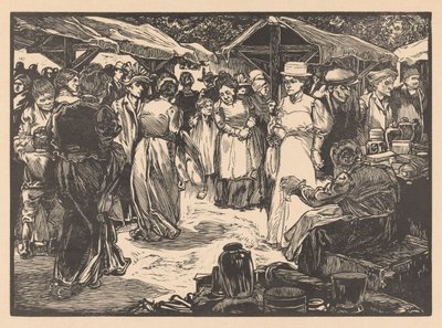 Scena targowa z mężczyznami i kobietami autorstwa Johannes Josephus Aarts