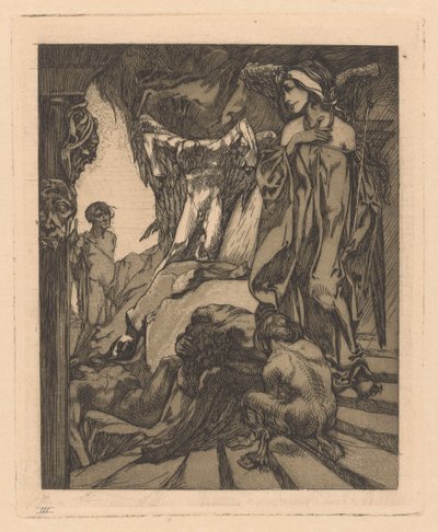Edyp i Sfinks Edyp w jaskini pod Sfinksem (tytuł na obiekcie) autorstwa Johannes Josephus Aarts