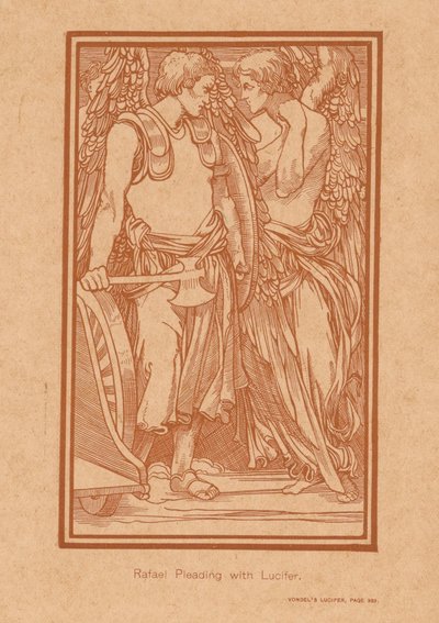 Rafael próbuje doprowadzić Lucyfera do rozsądku Rafael błaga u Lucyfera (tytuł na obiekcie) autorstwa Johannes Josephus Aarts