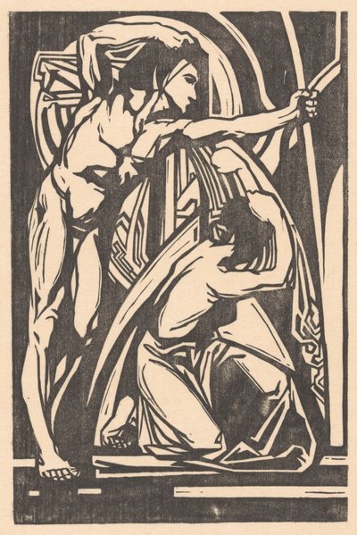 Stojący mężczyzna i klęcząca kobieta autorstwa Johannes Josephus Aarts