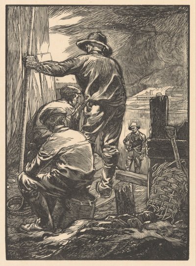 Czterech robotników nad wodą autorstwa Johannes Josephus Aarts