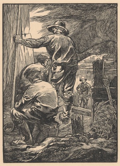 Czterech robotników nad wodą autorstwa Johannes Josephus Aarts