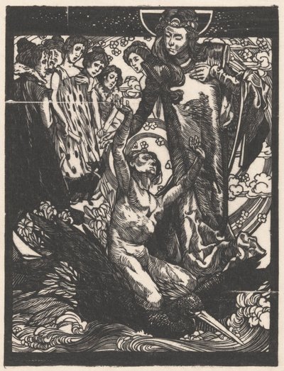 Kobiece postacie z mężczyzną na grzbiecie ptaka autorstwa Johannes Josephus Aarts