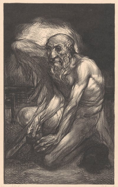 Siedzący brodaty mężczyzna ze skrzydłami autorstwa Johannes Josephus Aarts
