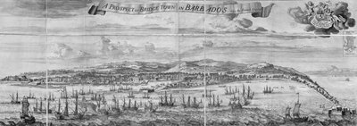 Perspektywa Bridge Town na Barbadosie autorstwa Johannes Kip