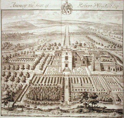 Amney, siedziba Roberta Pleydella, Esq. (rytownictwo) autorstwa Johannes Kip