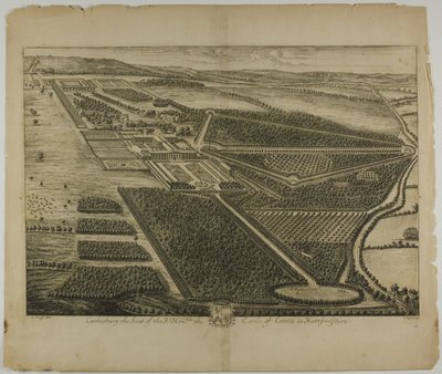 Cashiobury, płyta 28 z Britannia Illustrata autorstwa Johannes Kip