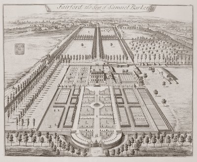Fairford House, siedziba Samuela Barkera, z „Trzydziestu sześciu różnych poglądów na miejsca szlachty i dżentelmenów w hrabstwie Kent”, autorstwa Thomasa Badeslade