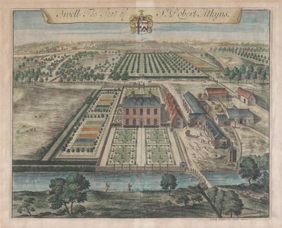 Swell, The Seat of Sir Robert Atkyns, [1712] wznowione 1768. autorstwa Johannes Kip