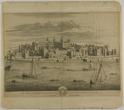 Tower of London, płyta piąta z Britannia Illustrata autorstwa Johannes Kip