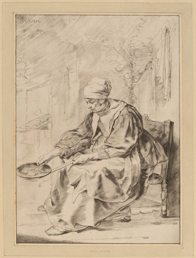 Kobieta naleśnikowa, 1768. autorstwa Johannes Kornlein