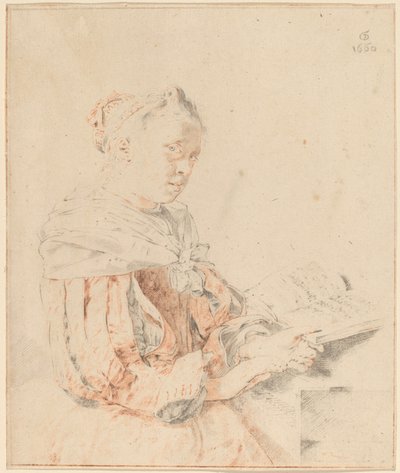 Młoda dziewczyna przy klawiaturze, 1767. autorstwa Johannes Kornlein