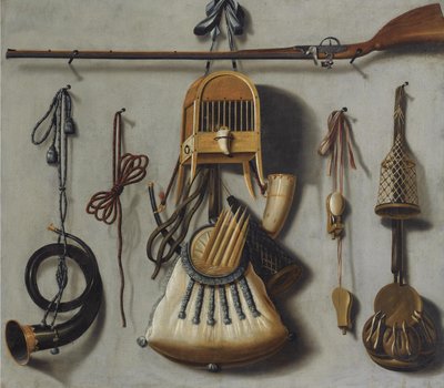 Martwa natura ze sprzętem myśliwskim autorstwa Johannes Leemans